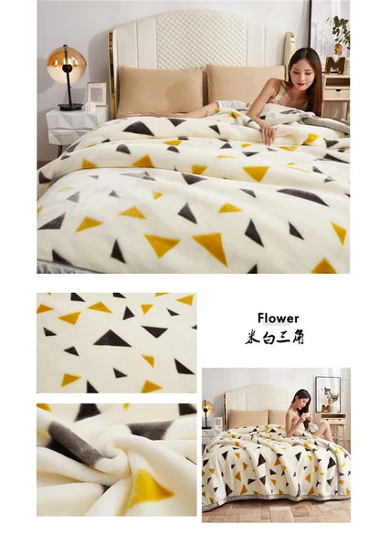 European Style Warm Raschel Blanket for Winter High End Soft Thicken Warmth Weighted Blanket Double Side Flocked Comforter Duvet