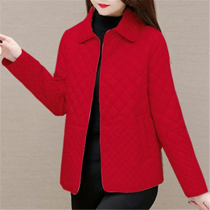 Herbst Winter Frauen Midi Plaid Stepp Mäntel Mode Weibliche Koreanische Kleidung Neue Feste Beiläufige Verdicken Warme Langarm Jacken