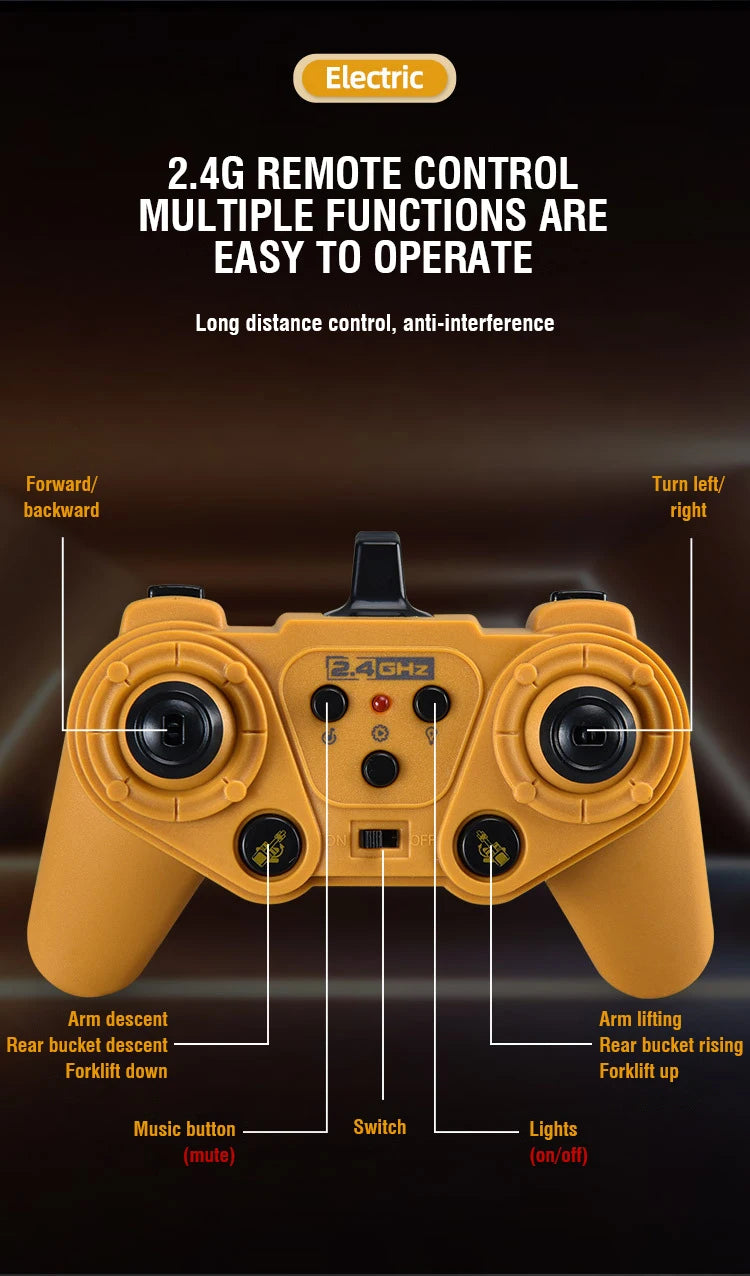 9Ch Rc Car 2.4G Remote Controlled Multi-Functional Dump Truck Bulldozer Excavator Engineering Vehicle Kids Toys for Boys Gifts.