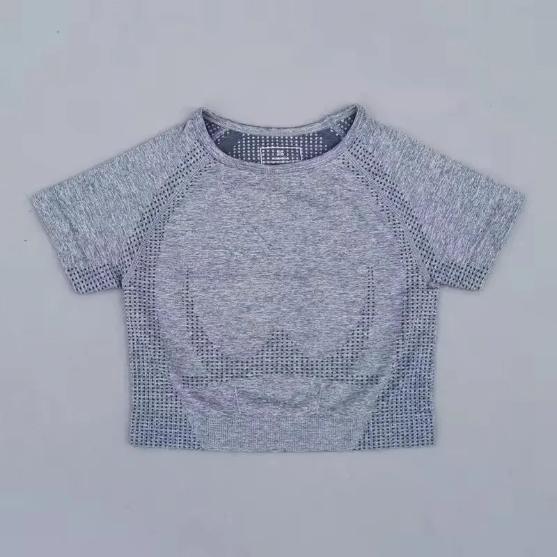 Seamless Yoga Top Short Sleeve Workout Tops For Women Fitness Gym Crop Top Athletic Sport T shirt Women Sportswear.