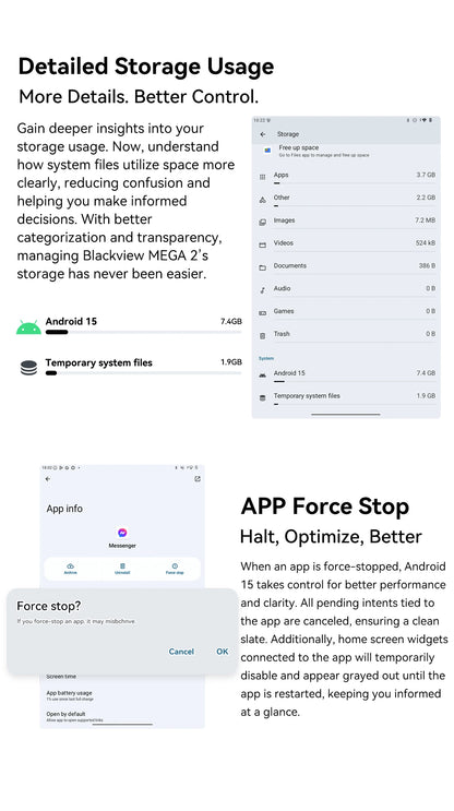Blackview MEGA 2 Android 15 Tablet 12 inch 2K Display 36(12+24)GB 256GB Unisoc T615 9000mAh Battery Widevine L1 Pad PC
