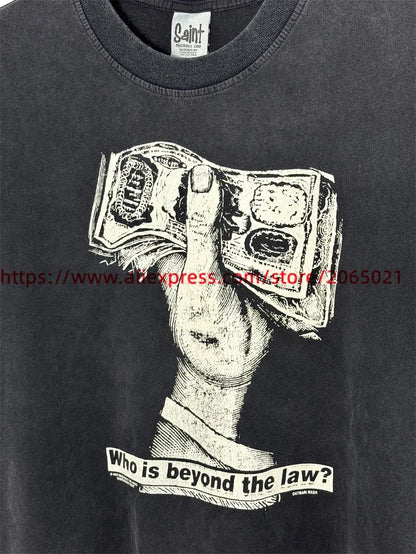 SAINT Vintage NIN Nine-inch Nail T-Shirts Best Quality Vintage Washed T Shirt Tee Tops