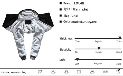 Winter Jacket Men Warm Coat Thick Fleece Male Zipper Hooded Jackets Casual Hooded Sportswear Outerwear Long Sleeves Sports Hoody.