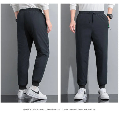 M-8XL Men's Down Pants Plus Size Winter Three-layer Windproof and Waterproof Large Size Plus Velvet Thick Warm Casual Joggers