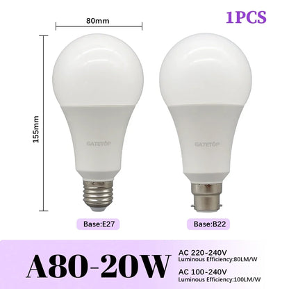 1/20PCS Led-lampe E27 B22 Energiesparlampen A60 A80 AC220V 230V 110V Licht 8W 18W 24W für Home Derection Wohnzimmer Beleuchtung