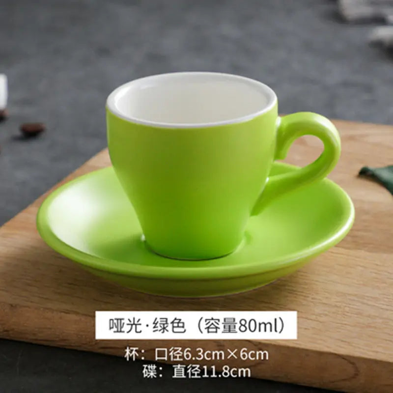 Thickened Ceramic Coffee Cup Set 80ML Italian Espresso Cup Plate Small Cup Colorful with Plate Spoon Drinkware