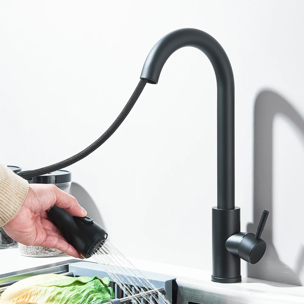 Kitchen Faucet Brushed Nickel Hot and Cold Water Faucet Kitchen Sink Faucet Pull-out Sprayer For Kitchen Sink Faucet