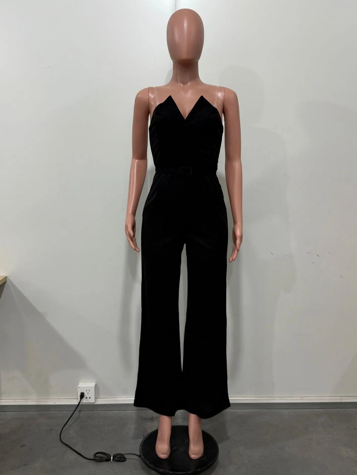 CM.YAYA Women Wide Leg Strapless V-neck Sleeveless Jumpsuits 2025 Summer OL Beach Night Club Party Street One Piece Suit Romper.