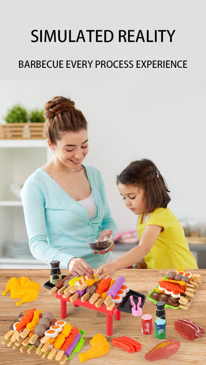 Baby Dress Up Kitchen Toys BBQ Set Kids Simulated BBQ Cookware Cooking Simulated Food Cosplay Educational Gift Toys.