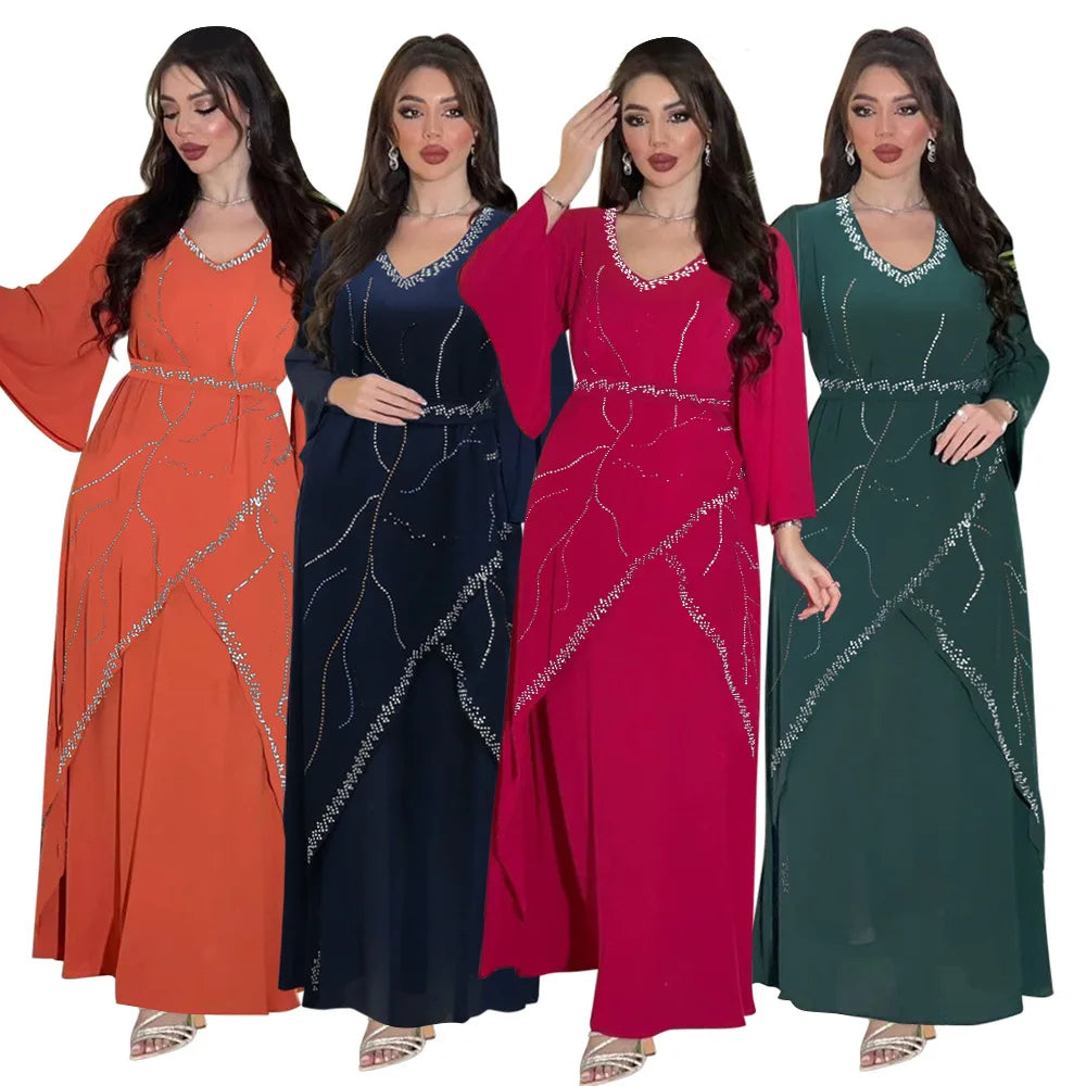 Muslimische Schneeflocke, Rautenmuster, verdickte Chiffon-Robe für Frauen, Ramadan-Khimar, Saudi-Arabien, Türkei, Islam, Muslim.