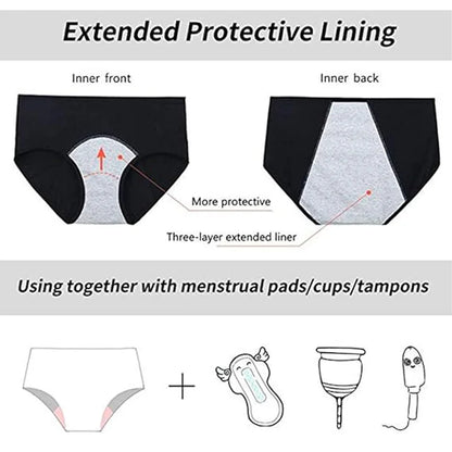 5pcs Teen Girl's Cotton Menstrual Period Panties Pack of Multipack Women Leak-Proof Protective Underwear Briefs.