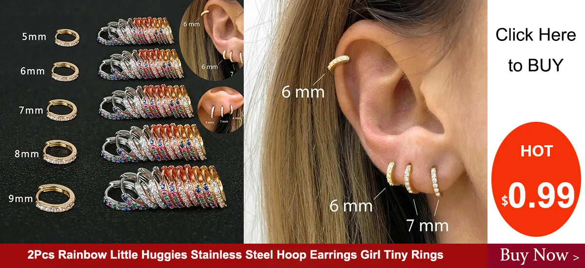 NEW IN 1 Piece Stainless Steel Mini Zircon Stud Earring Women Gold Color Helix Ear Studs Tragus Cartilage Piercing Jewelry.