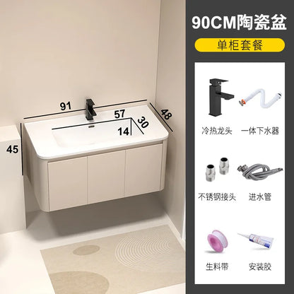 Moderner intelligenter Badezimmerschrank, Wabenstruktur, Aluminium, WC, Waschbecken, Schrank, Kombination, integriertes Keramikwaschbecken, Waschtisch