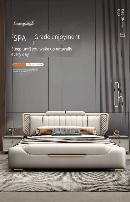 Doppel Full Size Bett rahmen Whitr großes modernes Design Kopfteil Bett Königin Schlafzimmer Luxus Muebles Para Dormitorio nordischen Möbel