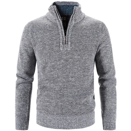 Winter Men's Fleece Thicker Sweater Half Zipper Turtleneck Warm Pullover Quality Male Slim Knitted Wool Sweaters for Spring.