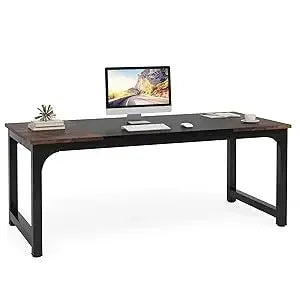 LITTLE TREE 70,8-Zoll-Chefschreibtisch, großer Büro-Computertisch mit dickem Rahmen, Arbeitsplatz-Business-Möbel für das Heimbüro
