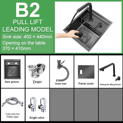 Versteckte Küchen spüle Bar Spüle Kit Klapp hahn Abflussrohr, Drop-In Unterbau Spüle, kleine Edelstahls püle für Workstation RV
