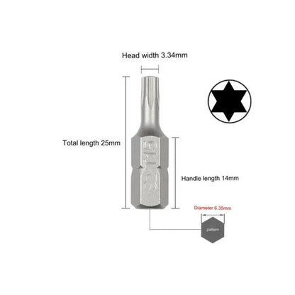 1 Zoll T6 T7 T8 T9 T10 T15 Torx-Schraubendreher-Bit-Set S2 Stahl 1/4 Zoll 6,35 mm Sechskantschaft Elektrowerkzeuge