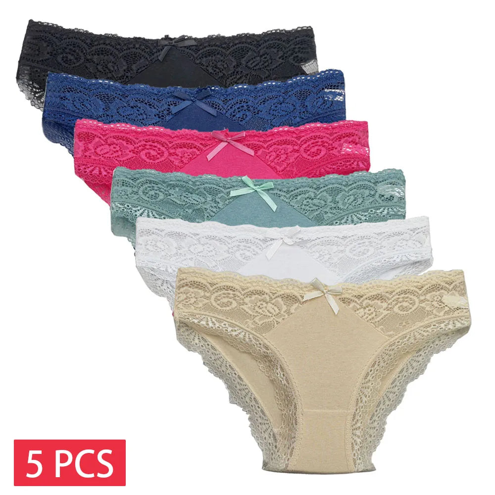 Cotton Briefs Lady 5 PCS/SET Lace Panty Underpants Seamless Panties For Women Lingerie.