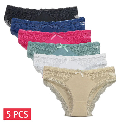 Cotton Briefs Lady 5 PCS/SET Lace Panty Underpants Seamless Panties For Women Lingerie.