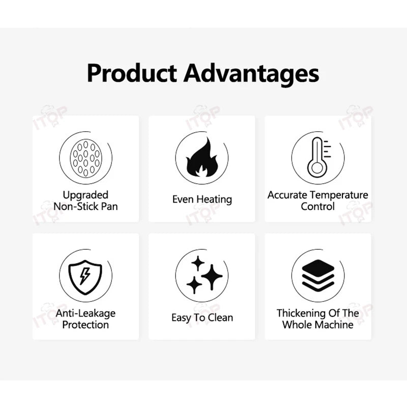 ITOP WG-1 Commerical Coin Waffle Maker Non Stick Pan Waffle Maker Snack Maker Bread Machine Round Waffle Maker Timer 110V 220V.