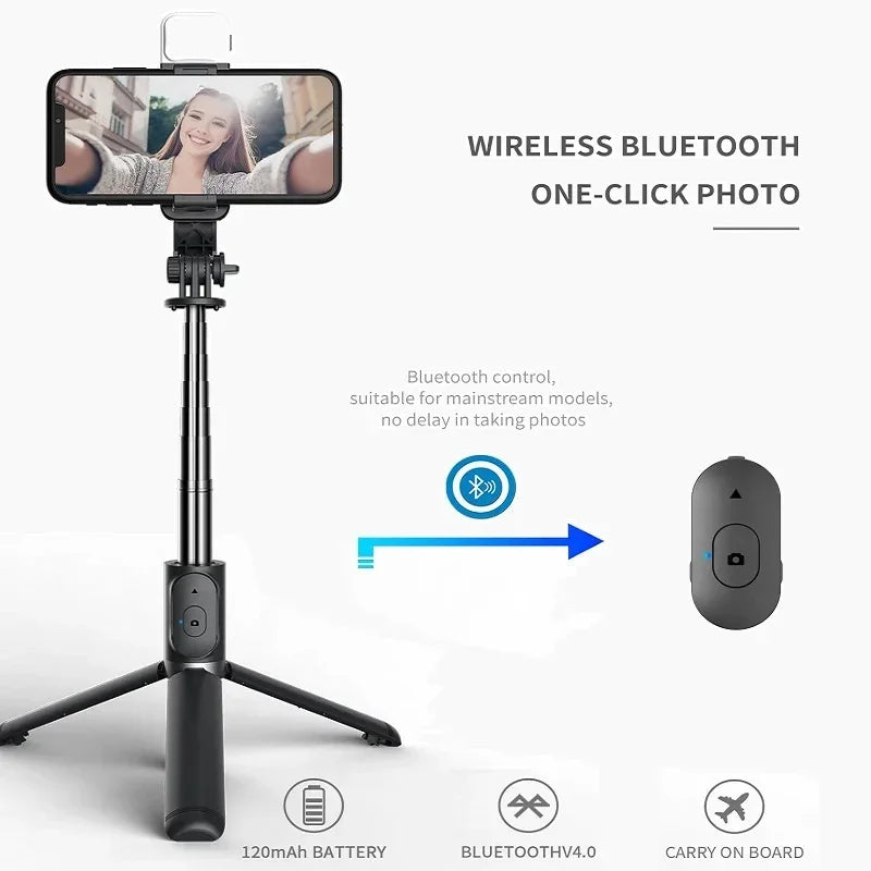 Xiaomi New Selfie Stick 1045mm Wireless Bluetooth Remote Shutter LED Fill Light Extended Stable tripod for Android IOS Cellphone.