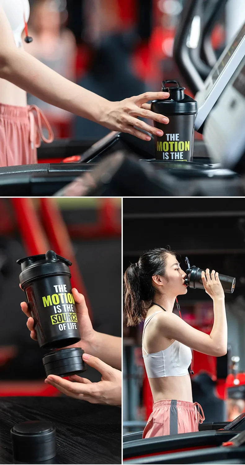GIANXI Shaker Bottles Gym Sports Protein Powder Mixing Bottle Outdoor Portable Leak Proof Plastic Cup Drinkware.