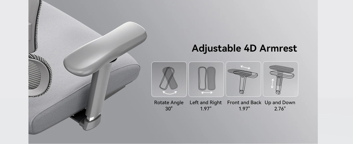 NEWTRAL NT002 Ergonomischer Bürostuhl mit Fußstütze, adaptiver Lordosenstütze, 3D Armlehne und Verstellbare Kopfstütze, Schreibtischstuhl aus Mesh für Büro