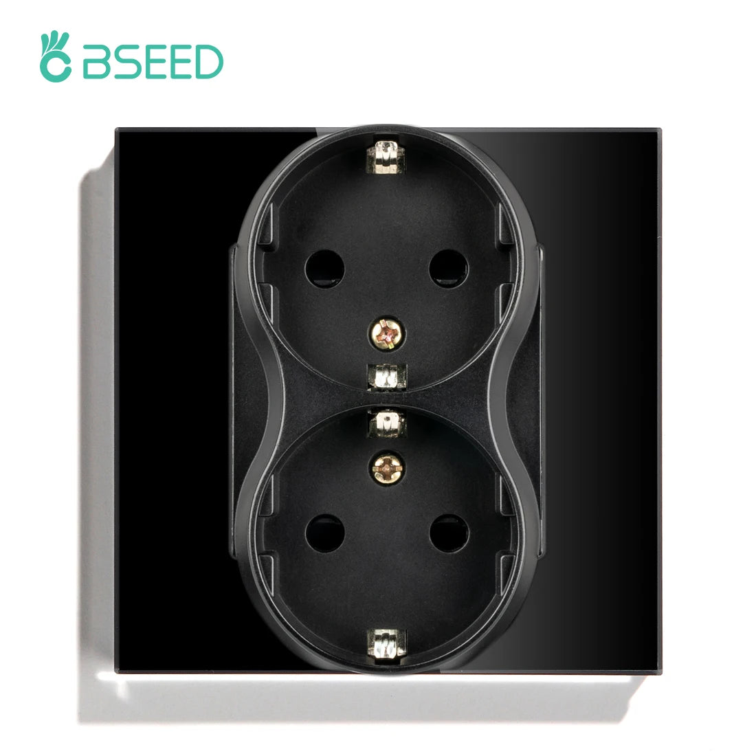 BSEED Touch-Lichtschalter mit EU-USB-Steckdosen, schwarze Wand-LED-Schalter, 1/2/3 Gang, 1-Wege-Kristall, dunkelblaue Hintergrundbeleuchtung, Wandschalter
