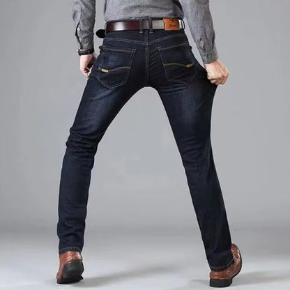 2024 new spring and autumn men straight leg simple casual commuting jeans trend fashion everything zipper design pants.
