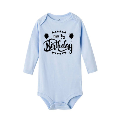 Baby Body Es Ist Mein Halb Geburtstag Briefe Drucken Weiß Kind 1/2 Geburtstag Party Outfit Kleidung Baby Infant Dusche Tragen geschenke