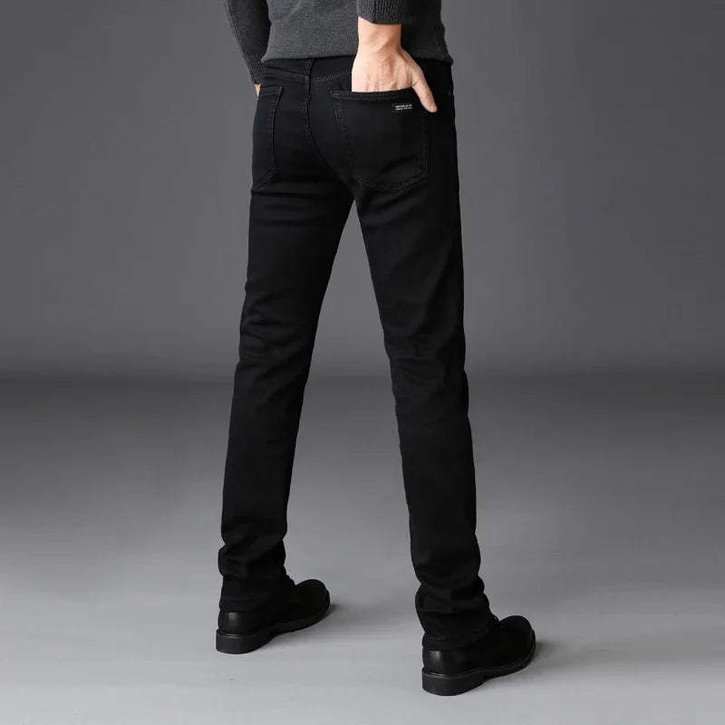 Men Classic Advanced Fashion Brand Jeans Jean Homme Man Soft Stretch Black Biker Masculino Denim Trousers Mens Pants Overalls.