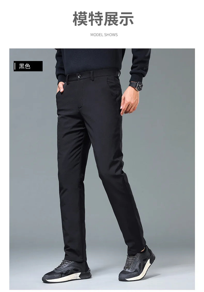 Men's Winter Formal Down Pants Goose Feather Warm Trousers Business Suit Pants for Man  calca termica masculina inverno PT-597.