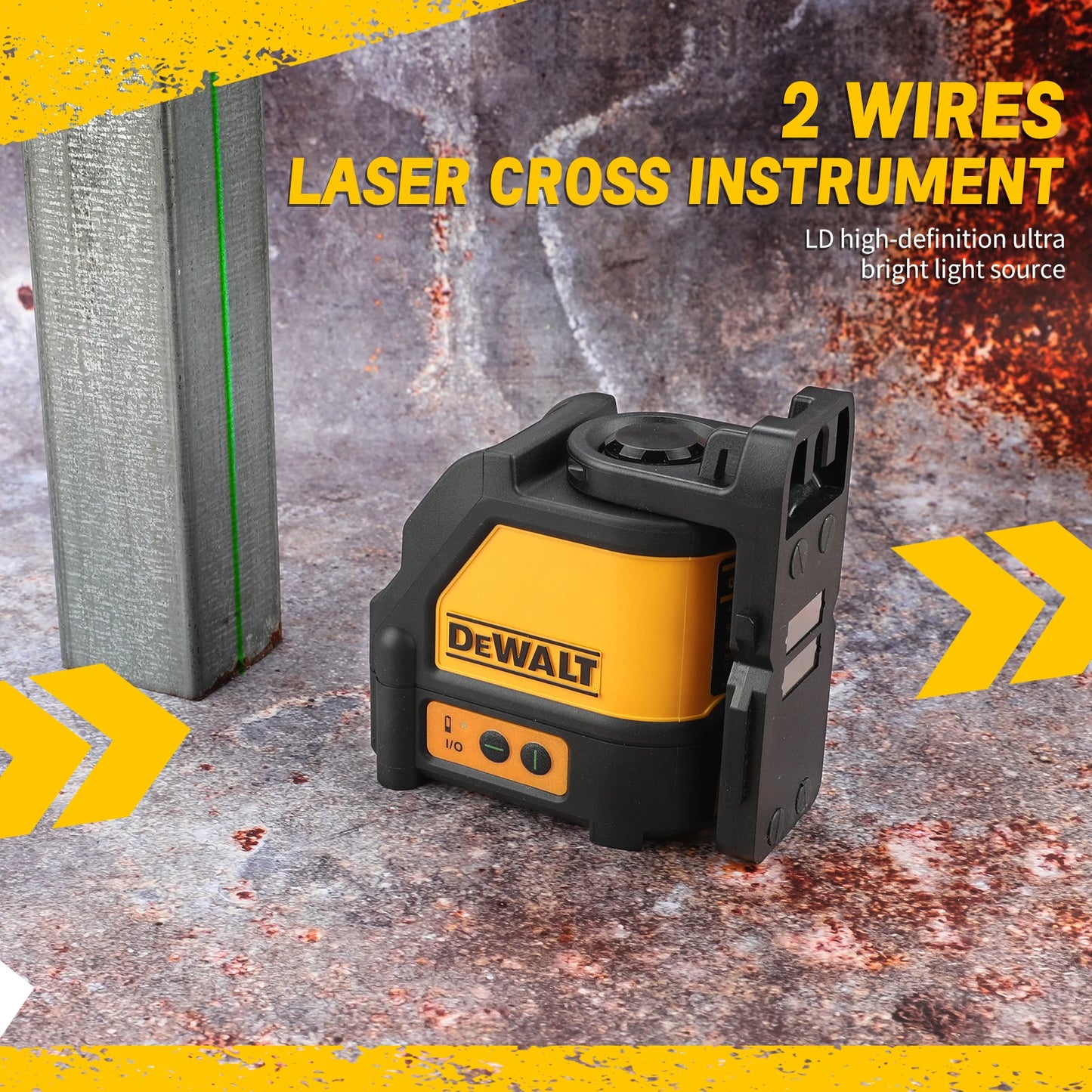 DEWALT DW088CG Laser-Wasserwaage, 2-zeiliges Kreuzlinien-Grünlicht, automatische Nivellierung, hochpräzise horizontale vertikale Laser-Wasserwaage
