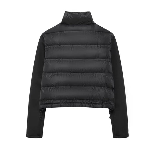 UNIZERA 2024 Herbst Neues Produkt Lässige Damenmode Schwarz Stehkragen Spleißen Kurze Jacke Baumwolljacke