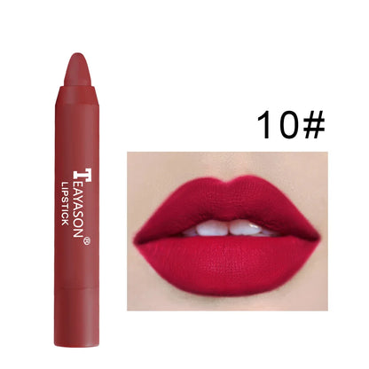 TEAYASON Nude Velvet Matte Lipstick Long Lasting Moisturizing Lip Crayon High Pigment Rotate Lipsticks Pen Woman Cosmetics.
