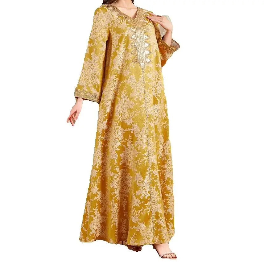 New Women Muslim Embroidery Maxi Dress Abaya Dubai Kaftan Eid Djellaba Kebaya Caftan Marocain Femme Robe Islam Jalabiya Vestidos.