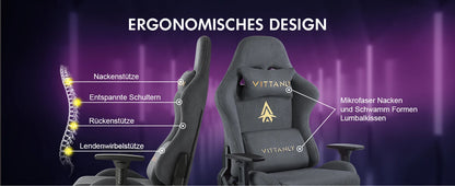 Gaming-Stuhl, Bürostuhl, atmungsaktiver Wildlederstoff, Spielstuhl mit Fußstütze, Fußstütze, Stuhl, Kopfstütze, groß, hoch, ergonomischer Spielstuhl