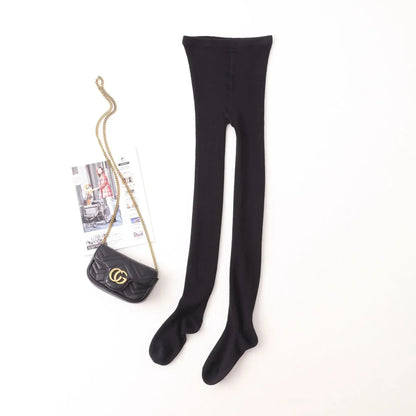 Women's Autumn and Winter Mulberry Silk Blend Tights Slim High Waist Skinny Anti-Hook Thick Warm Leggings Tights Stockings