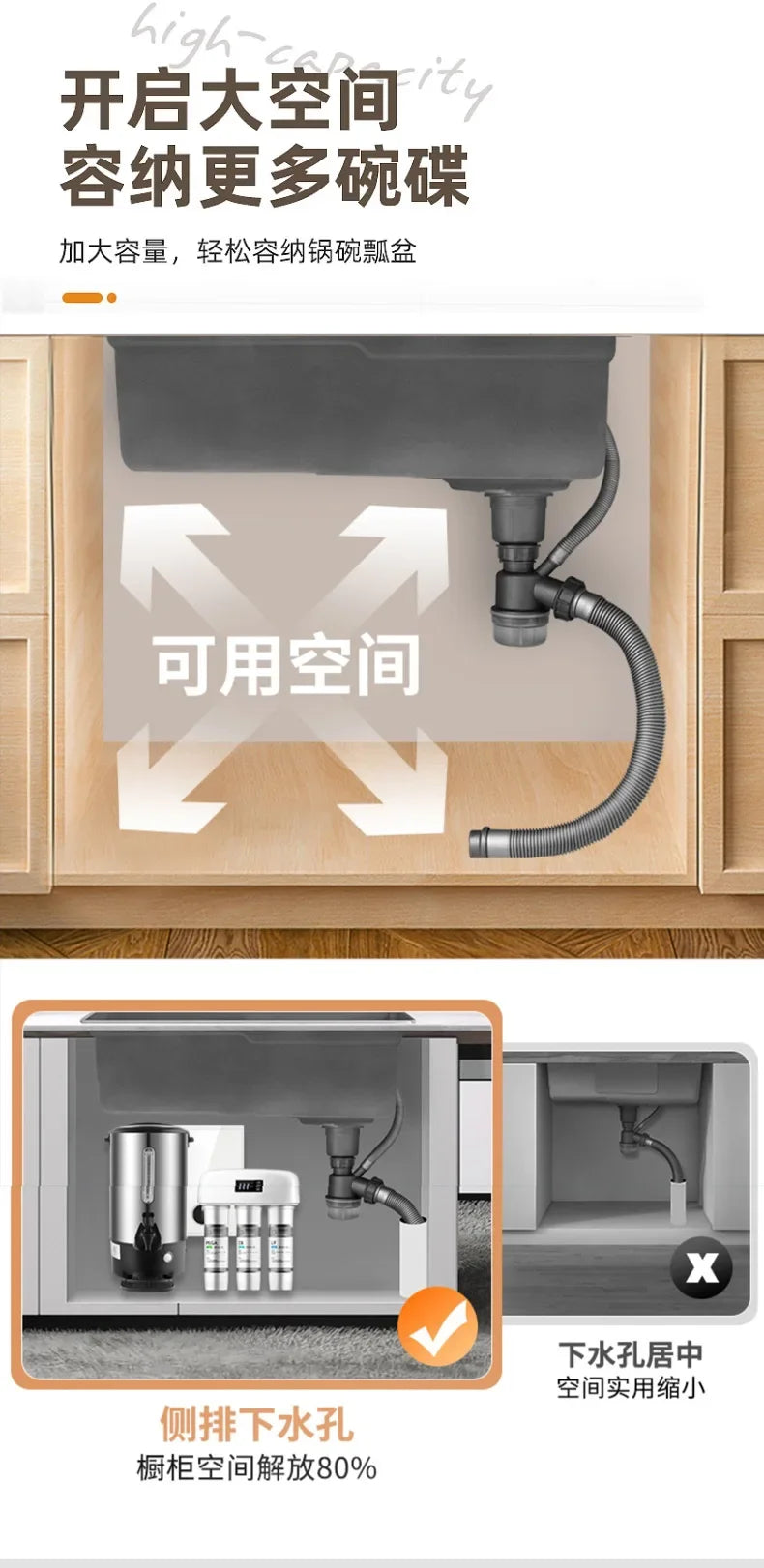 304 Edelstahl Wasserfall Küchen spüle große Einzels chlitz integrierte Digital anzeige Wasserhahn Set Seifensp ender Tasse Waschmaschine