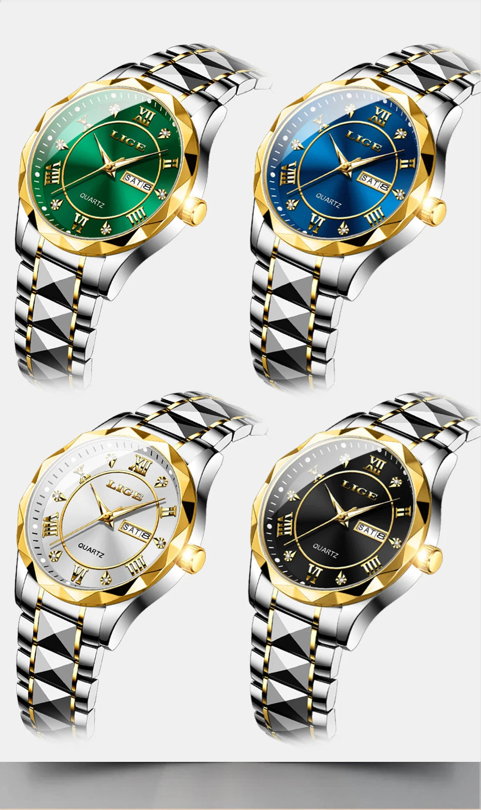 LIGE 2025 brand luxury women's watches waterproof luminous date day Ladies Watch stainless steel quartz watches for women reloj.