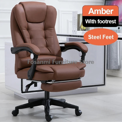 Dicker Boss-Bürostuhl mit hoher Rückenlehne und Armlehnen, Leder-Computer-Drehstuhl, ergonomische Liege-Gamer-Schreibtischstühle für Zuhause