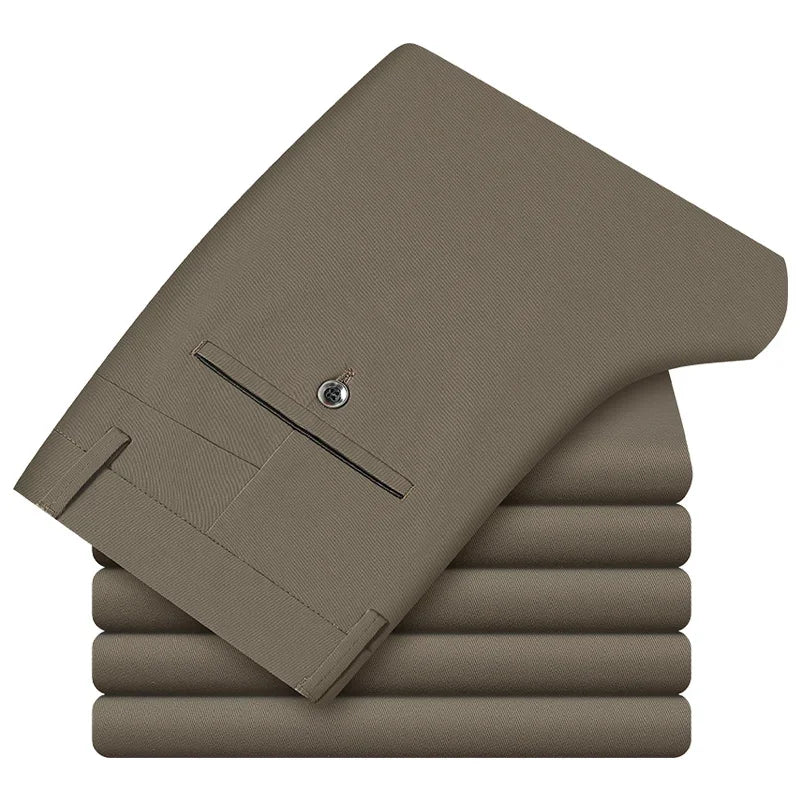 2024 neue 98% Baumwolle Casual Hosen Männer Kleidung der Klassischen Gerade Lose Hohe Taille Elastische Hose Männliche Marke Kleidung