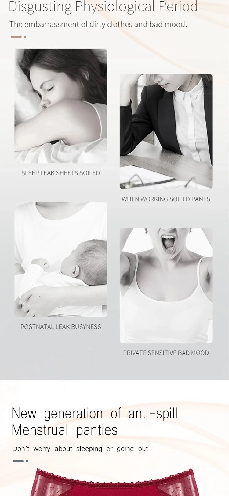 2pcs plus size Menstrual Panties 4 Layers Leak-proof Physiological Period Underwear Briefs Breathable Pants For Women.