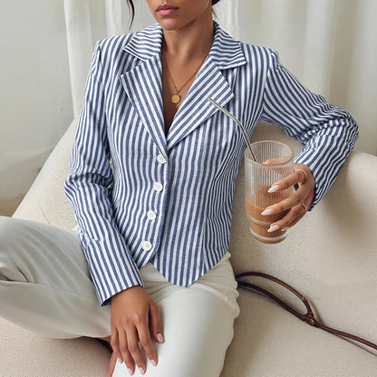Stylish Autumn Long Sleeve Stripe Shirt 2025 ZANZEA Office Lady Blouses Women Shirts Elegant Lapel Neck OL Work Tops Mujer Femme.