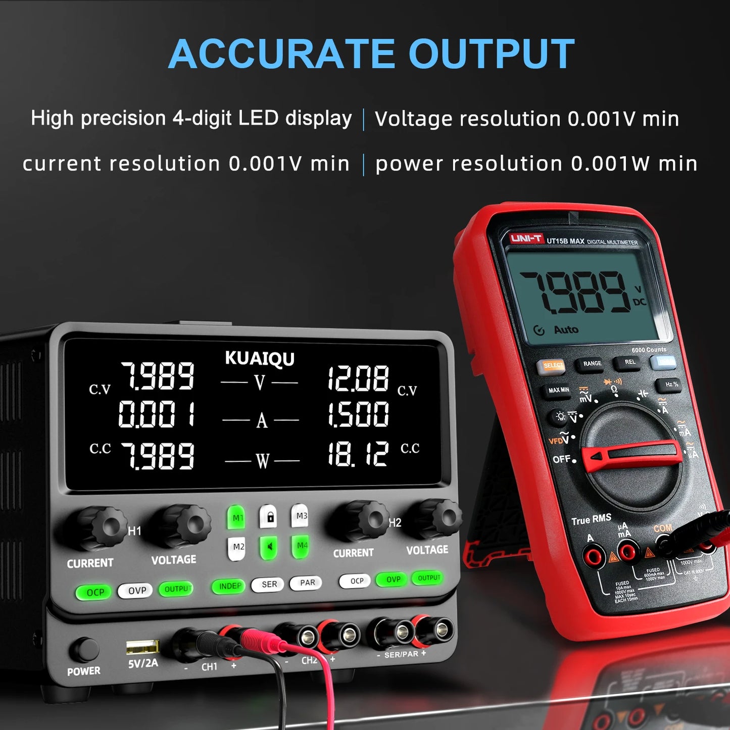 KUAIQU Newest 30V10A Dual Channel Bench Power Supply 3-Way Series-Parallel Output Overvoltage Overcurrent Protection Laboratory.