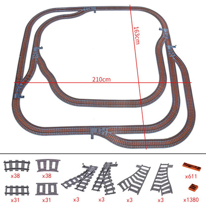 MOC City Creative Idea Train Straight and Curved Rails Base Tracks Shoulder Building Blocks Bricks Accessories DIY kid Toys gift.