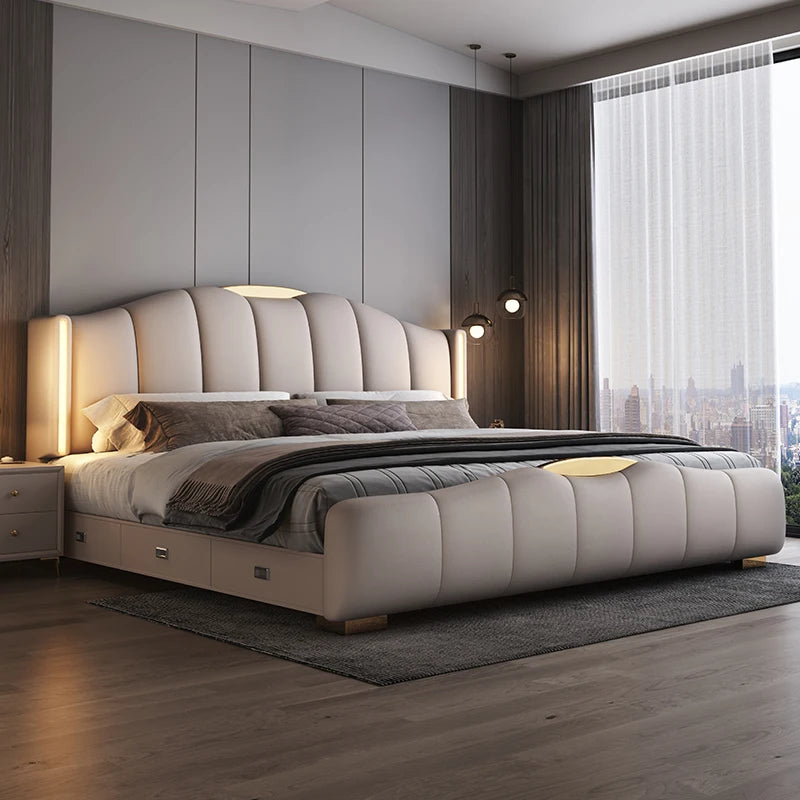 200 x 220 cm Rahmen-Kopfteil, Hochzeitsbett, Hauptschlafzimmer, Kingsize-Doppelbett, 3 Schubladen, Aufbewahrung, luxuriöse Schlafzimmermöbel in voller Größe