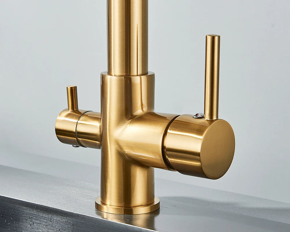 Filter Kitchen Faucet 2 In 1 Pull Down 360° Flexible Drinking Pure Water Purification Faucets Brass Hot Cold Water Mixer Tap