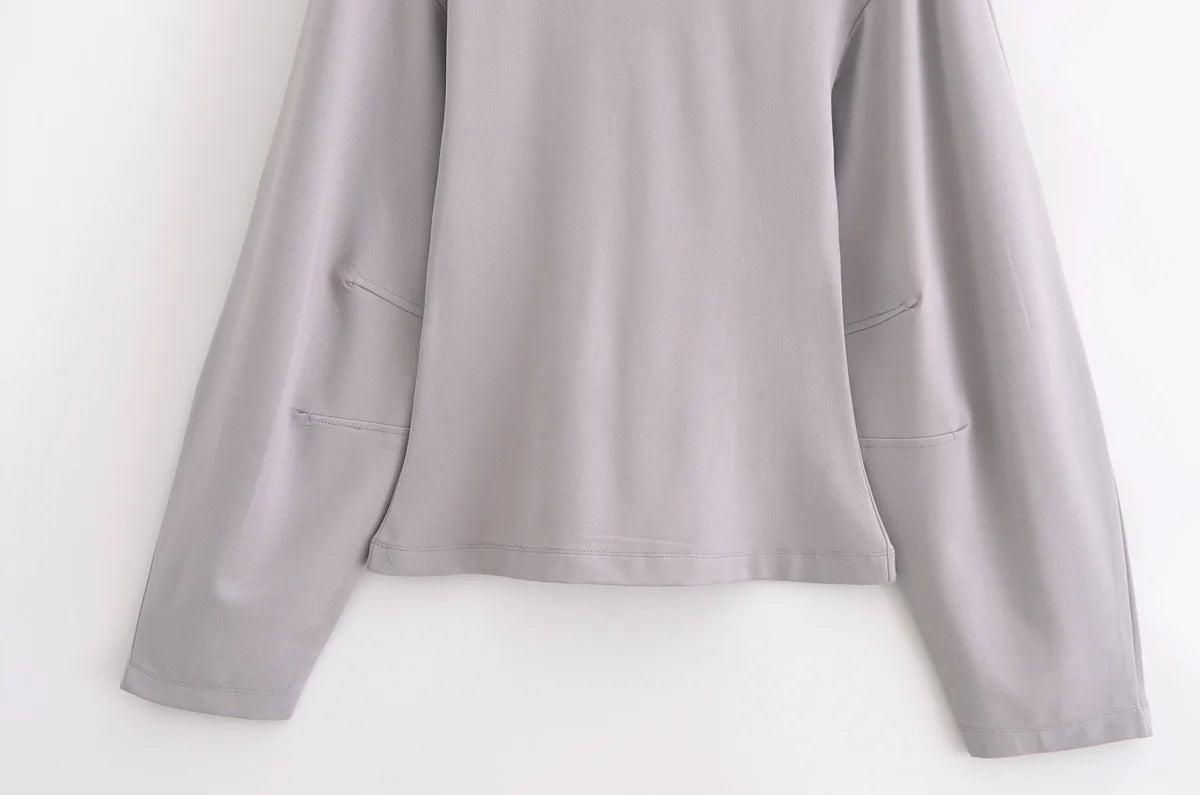 HH Women's 2-Piece Set Fashion Slimming Double-Sided Fabric Round Neck Long-Sleeve Top+Elegant Stretch Casual Wide Leg Pants.